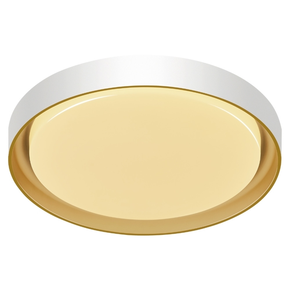 PLAFON LED SIENA 30W 3000K 4000K 6000K 2300LM D41CM BRANCO E GOLD - HEVVY