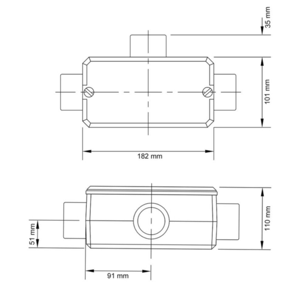 CONDULETE T ALUMINIO 2.1/2 POLEGADAS SEM ROSCA COM TAMPA CEGA - TRAMONTINA