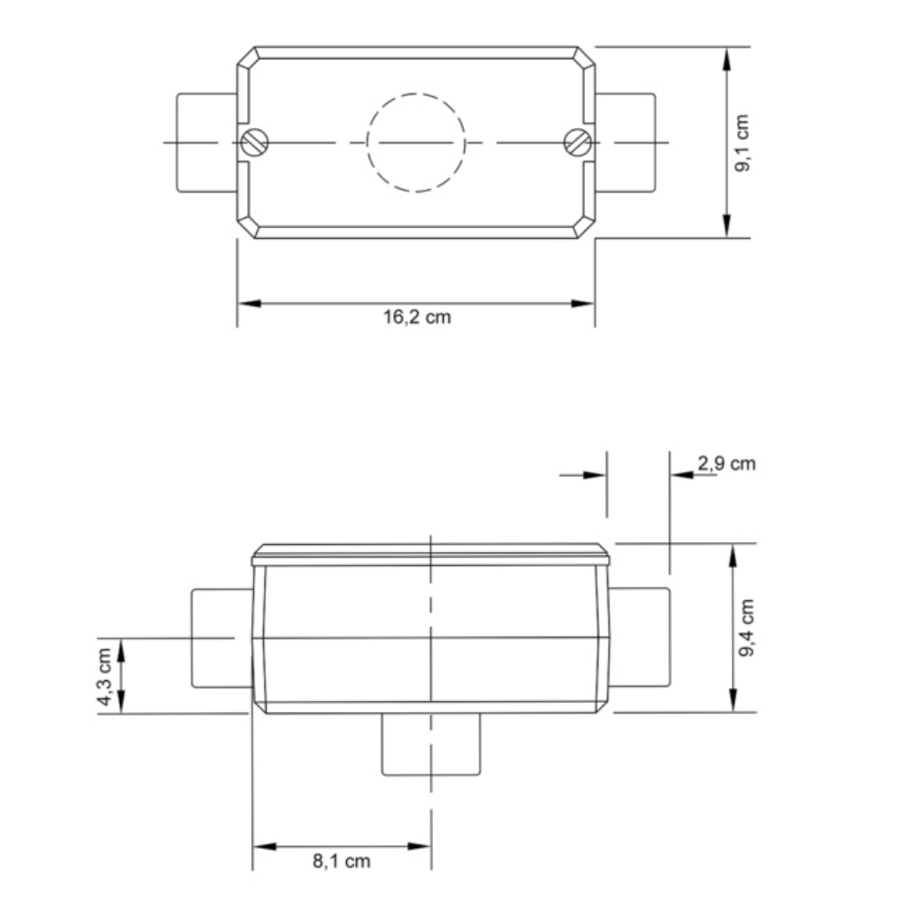 CONDULETE X ALUMINIO 2 POLEGADAS SEM ROSCA COM TAMPA CEGA - TRAMONTINA