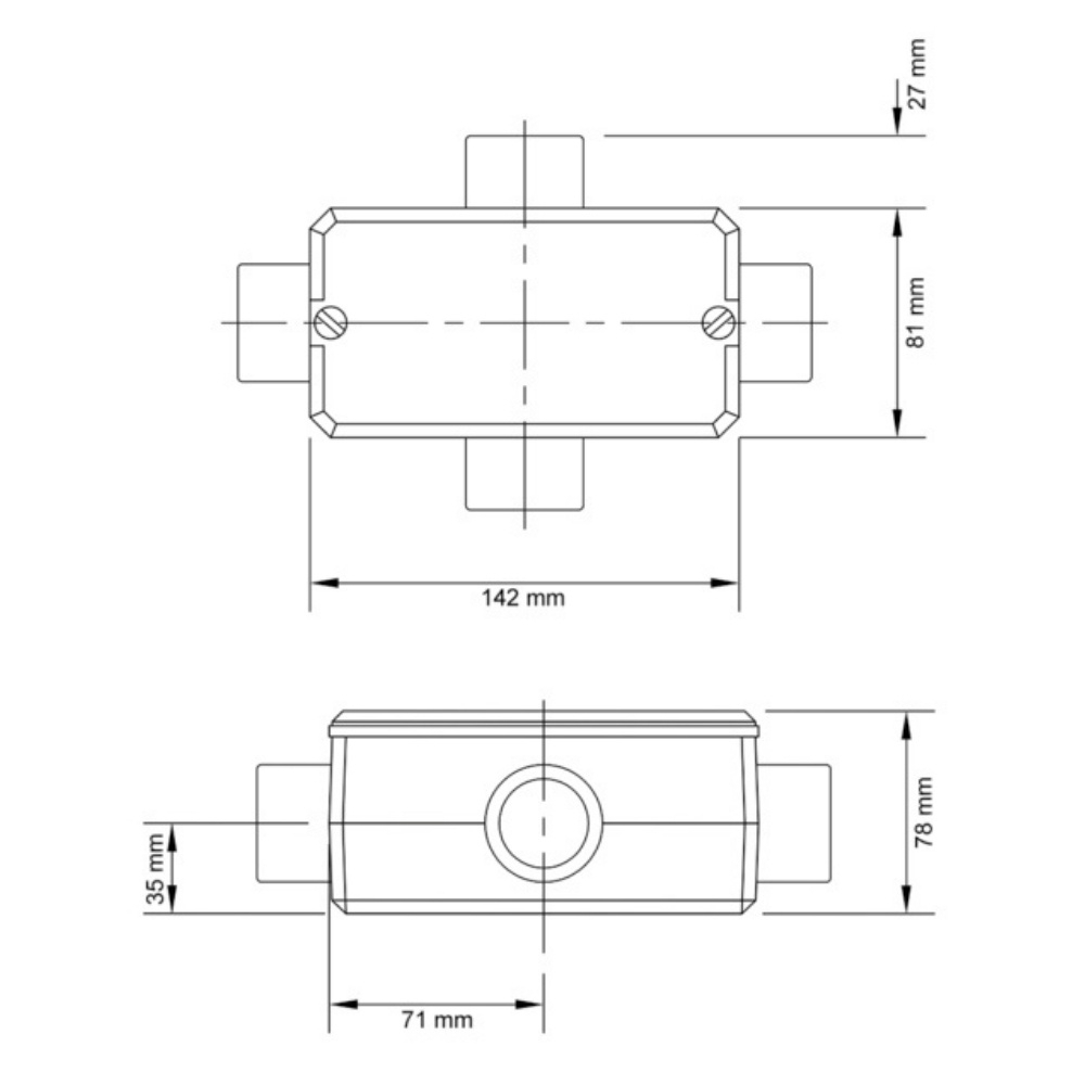 CONDULETE X ALUMINIO 1.1/2 POLEGADA SEM ROSCA COM TAMPA CEGA - TRAMONTINA