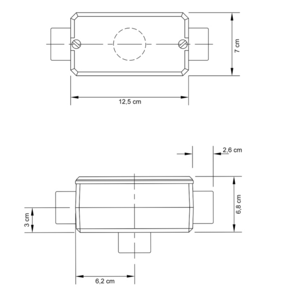 CONDULETE X ALUMINIO 1.1/4 POLEGADA SEM ROSCA COM TAMPA CEGA - TRAMONTINA