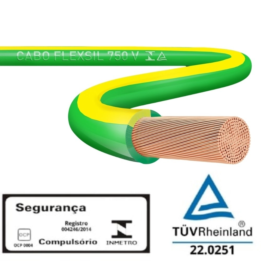 Cabo Flexivel 1,5mm Verde e Amarelo 750v Rolo Com 100 - Sil