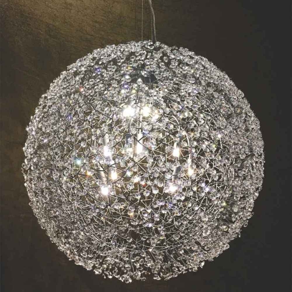 PENDENTE GLOBO PARA 12 LAMPADA G9 CRISTAL DOURADO 80CM - LAMPLUZ