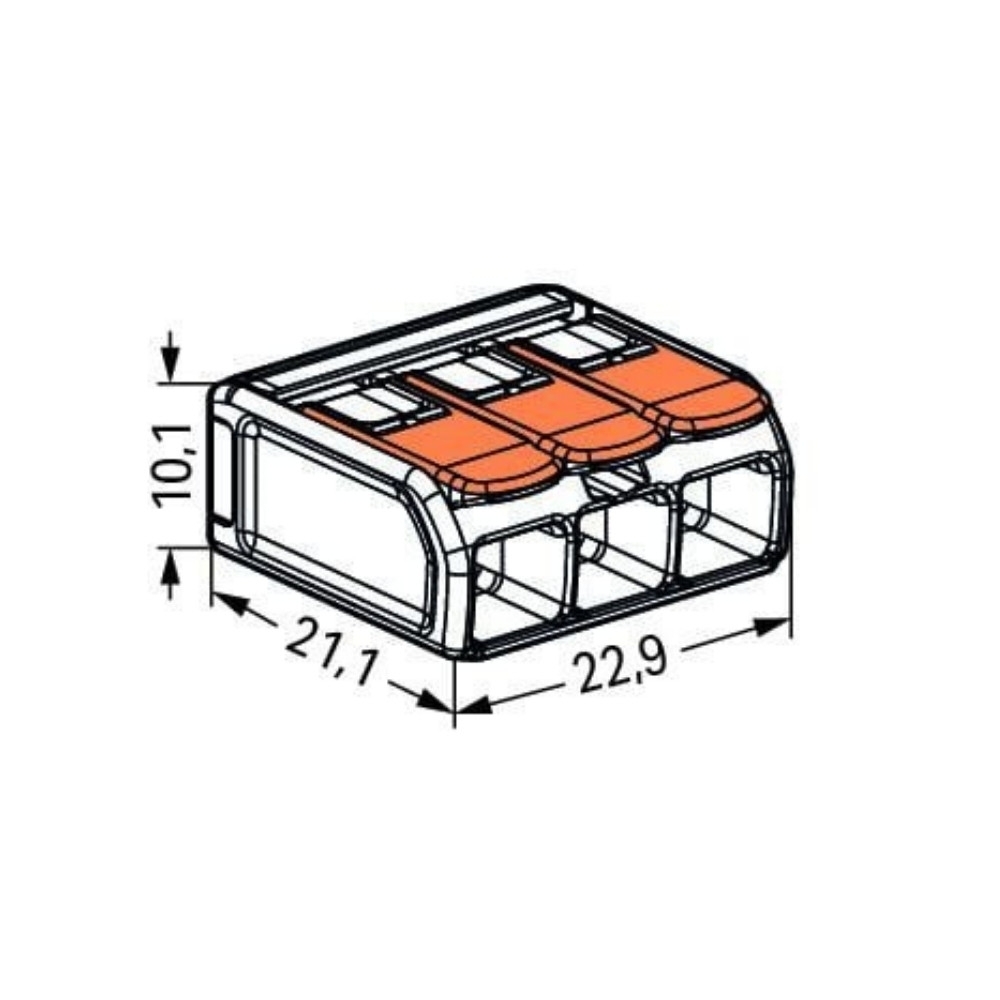 CONECTOR 3 POLO 41A 450V ATE 6MM COM 30 PECAS - WAGO