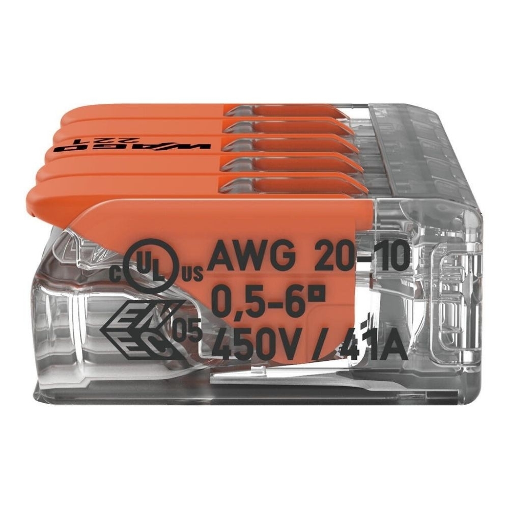 CONECTOR 5 POLO 41A 450V ATE 6MM COM 15 PECAS - WAGO