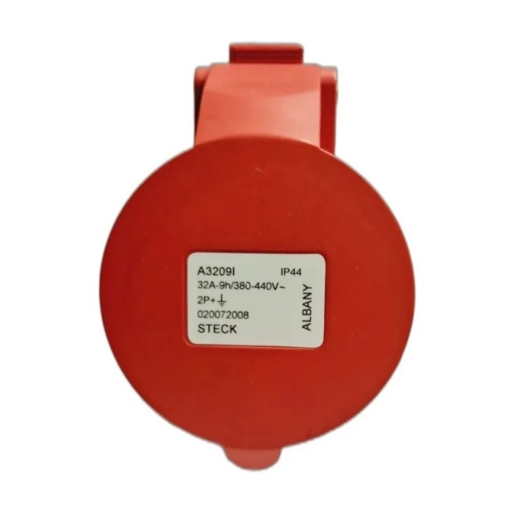 TOMADA INDUSTRIAL 2P+T EXTERNO 32A 380/440V VERMELHO 9H IP44 - STECK