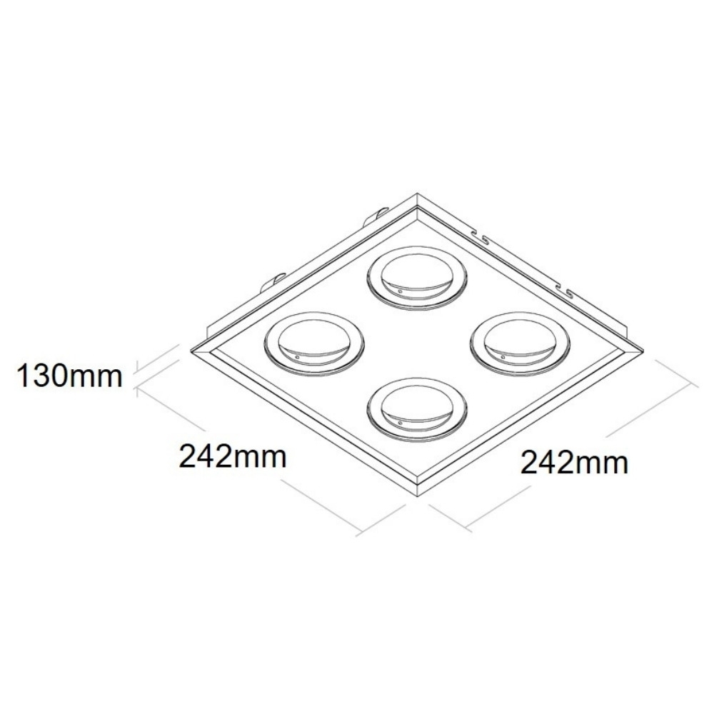 SPOT EMBUTIR PARA 4 LAMPADA PAR20 PRETO QUADRADO MICRO BORDA - BELLA LUCE
