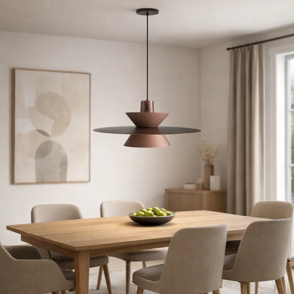 PENDENTE SATURNO PARA 1 LAMPADA E27 GOLD RUBY FOSCO COM HASTE - TY ILUMINACAO