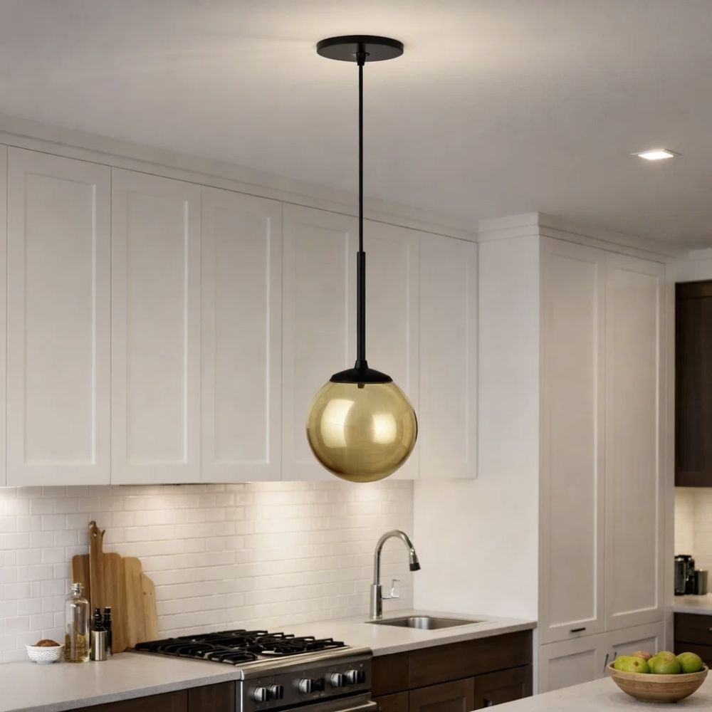 PENDENTE JABUTICABA PARA 1 LAMPADA G9 PRETO VIDRO AMBAR - TY ILUMINACAO