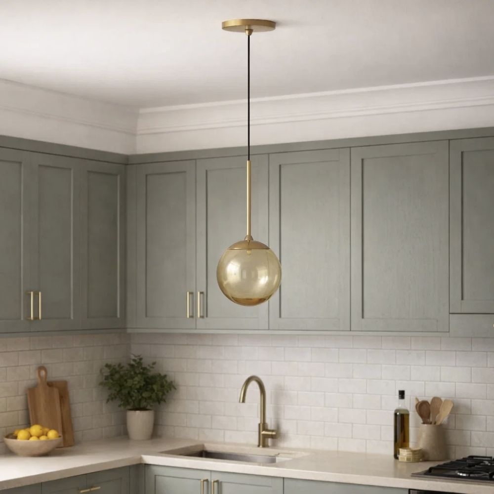 PENDENTE JABUTICABA PARA 1 LAMPADA G9 CHAMPAGNE VIDRO AMBAR - TY ILUMINACAO