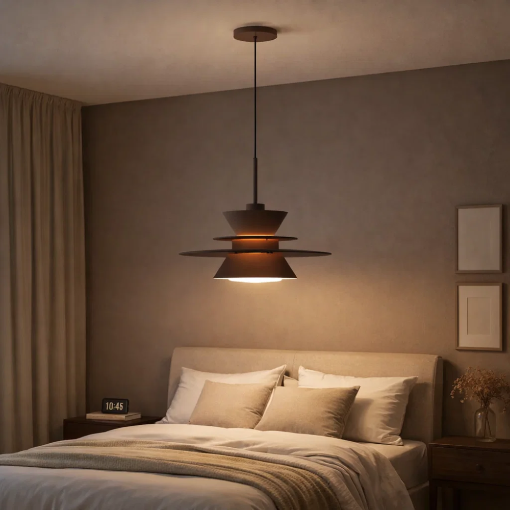 PENDENTE SATURNO PARA 1 LAMPADA E27 PEQUENO RUBY FOSCO COM HASTE - TY ILUMINACAO