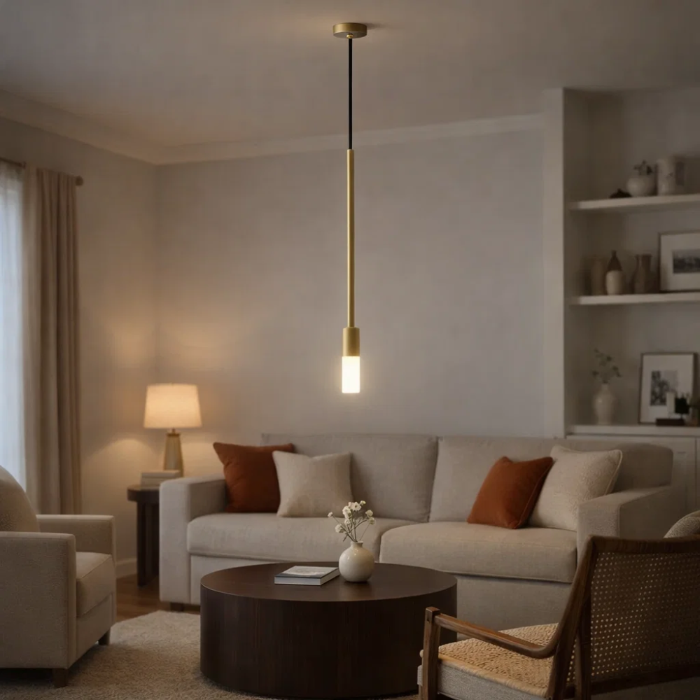 PENDENTE UNI VIDRINHO PARA 1 LAMPADA G9 CHAMPAGNE COM HASTE - TY ILUMINACAO