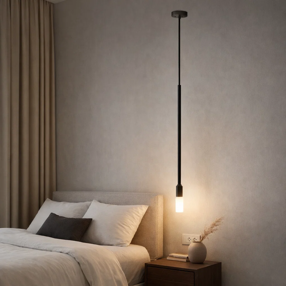 PENDENTE UNI VIDRINHO PARA 1 LAMPADA G9 PRETO COM HASTE - TY ILUMINACAO