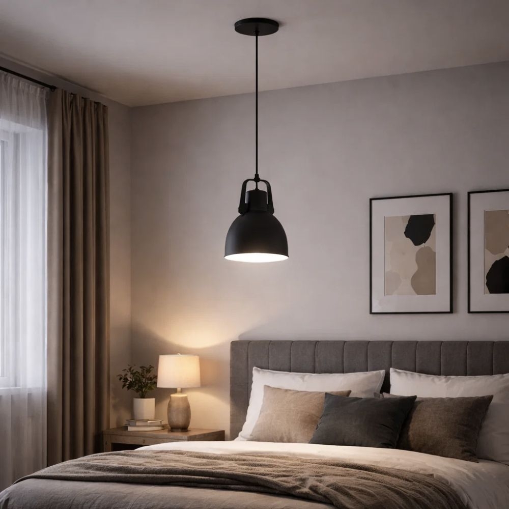 PENDENTE SPEN PARA 1 LAMPADA E27 PEQUENO PRETO - TY ILUMINACAO