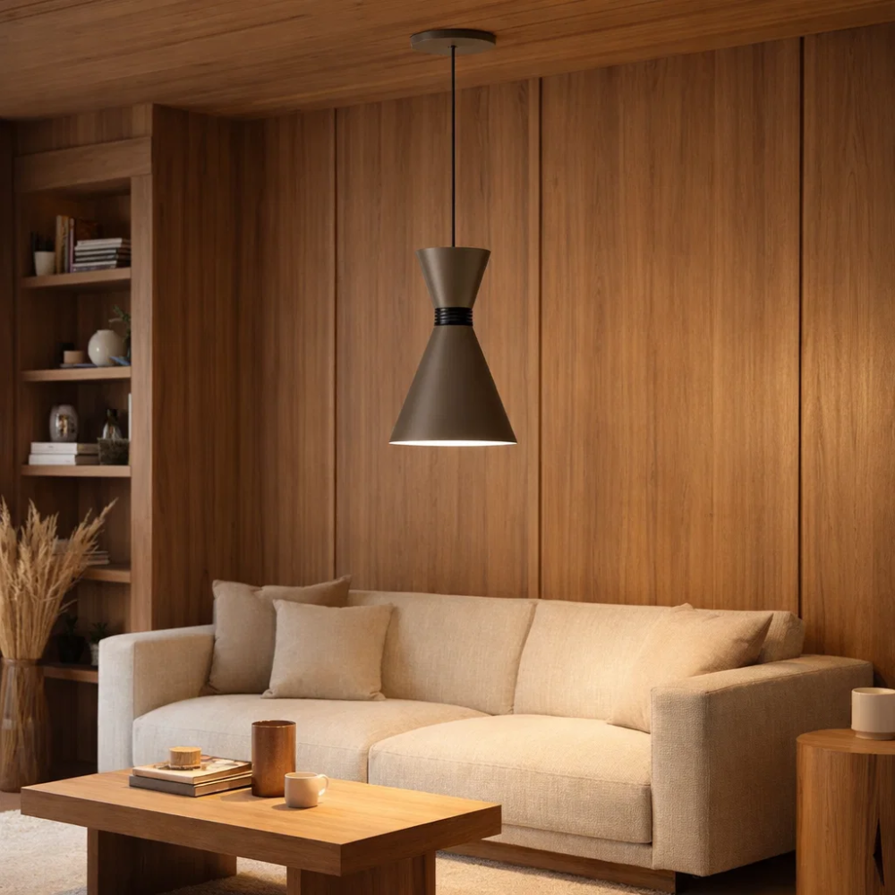 PENDENTE EPOCA PARA 1 LAMPADA E27 60W ALUMINIO ARGILA PRETO - TY ILUMINACAO