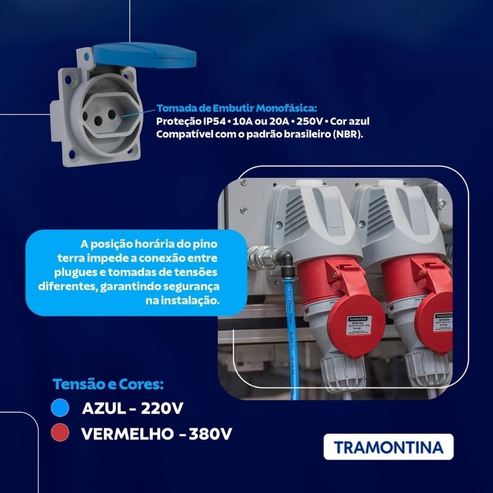 TOMADA INDUSTRIAL 3P+T+N EXT 16A 380/415V VM 6H - TRAMONTINA