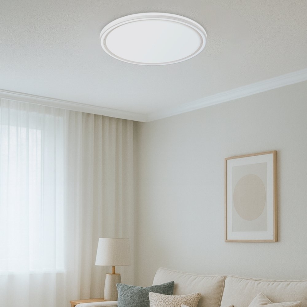 PLAFON LED GENOVA 31W 3000K/4000K/6000K BRANCO 37CM REDONDO - HEVVY