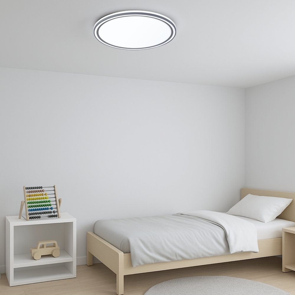 PLAFON LED GENOVA 37W 3000K/4000K/6000K CINZA 37CM REDONDO - HEVVY