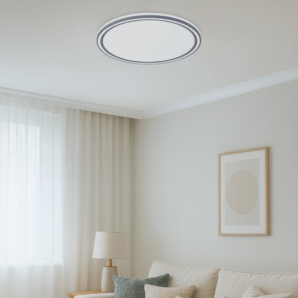 PLAFON LED GENOVA 20W 3000K/4000K/6000K CINZA 30CM REDONDO- HEVVY