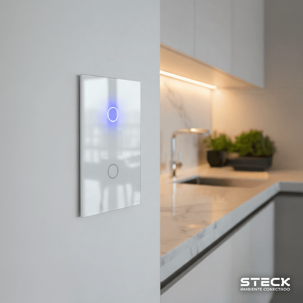 CONJUNTO 4X2 2 INTERRUPTORES TOUCH BRANCO WI-FI AMBIENTE CONECTADO - STECK