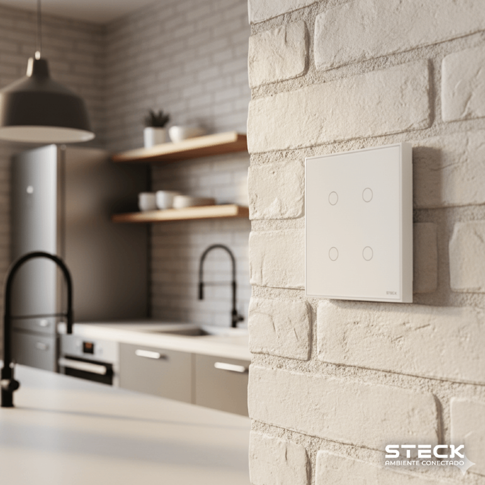 CONJUNTO 4X4 4 INTERRUPTORES TOUCH BRANCO WI-FI AMBIENTE CONECTADO - STECK
