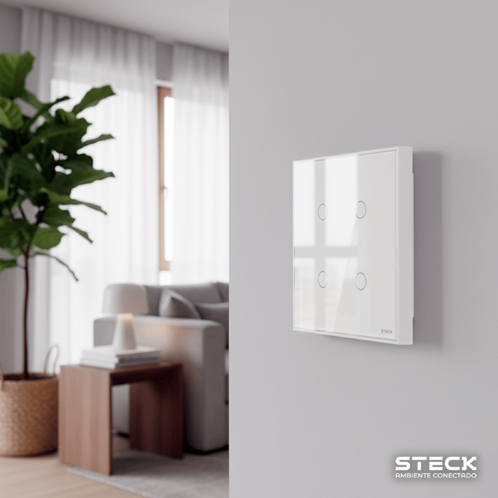 CONJUNTO 4X4 4 INTERRUPTORES TOUCH BRANCO WI-FI AMBIENTE CONECTADO - STECK