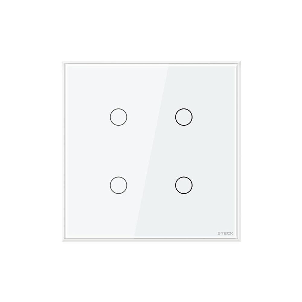 CONJUNTO 4X4 4 INTERRUPTORES TOUCH BRANCO WI-FI AMBIENTE CONECTADO - STECK