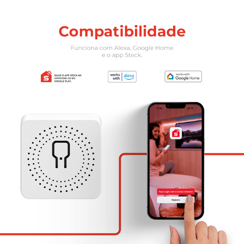 MODULO INTERRUPTOR INTERNO MINI 2 CANAIS AMBIENTE CONECTADO - STECK