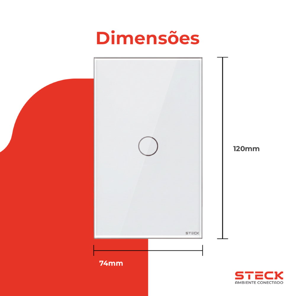 CONJUNTO 4X2 1 INTERRUPTOR TOUCH BRANCO WI-FI AMBIENTE CONECTADO - STECK