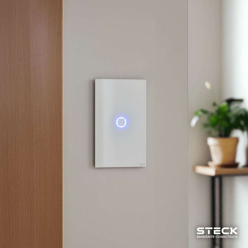 CONJUNTO 4X2 1 INTERRUPTOR TOUCH BRANCO WI-FI AMBIENTE CONECTADO - STECK