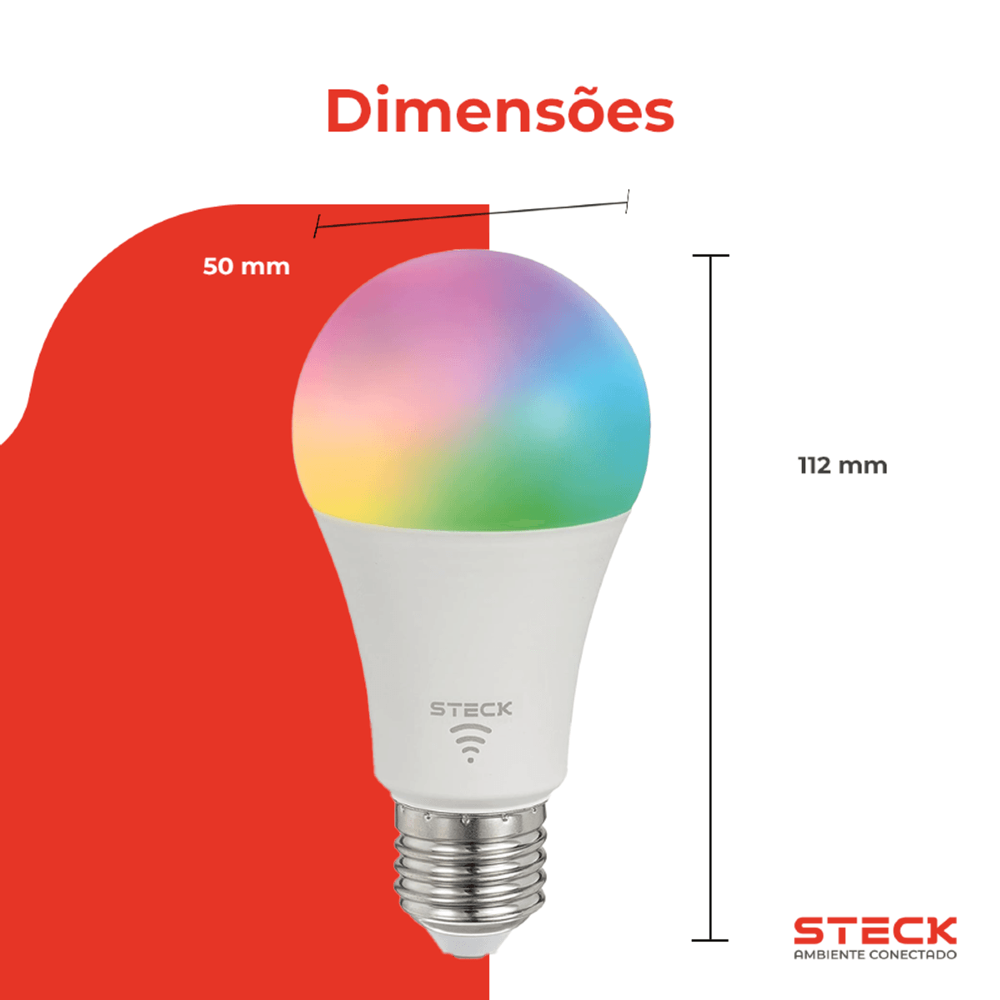 LAMPADA LED 12W RGB+ WI-FI BLE AMBIENTE CONECTADO - STECK
