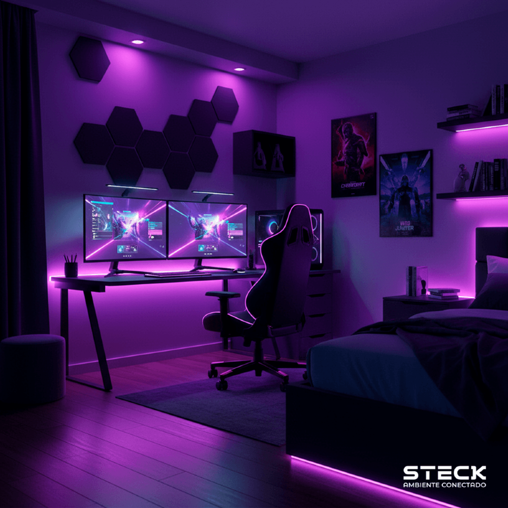 LAMPADA LED DICROICA GU10 4,8W RGB WI-FI CCT AMBIENTE CONECTADO - STECK