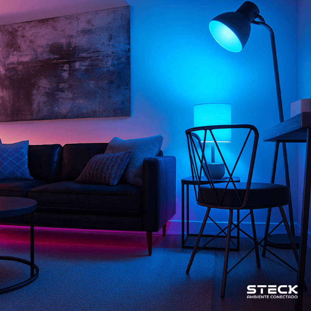 LAMPADA LED DICROICA GU10 4,8W RGB WI-FI CCT AMBIENTE CONECTADO - STECK