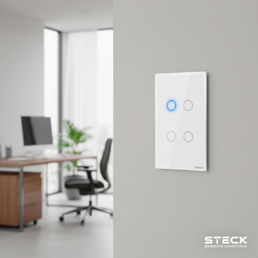 CONJUNTO 4X2 4 INTERRUPTORES TOUCH BRANCO WI-FI AMBIENTE CONECTADO - STECK
