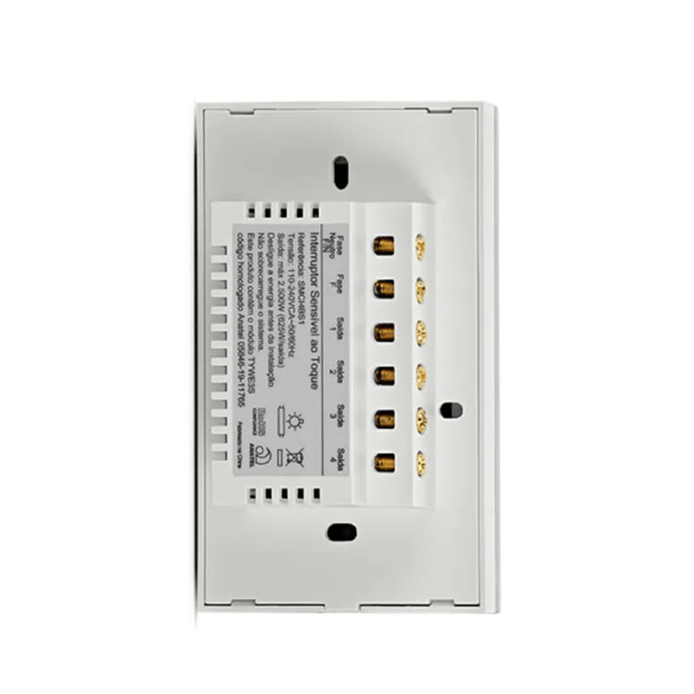 CONJUNTO 4X2 4 INTERRUPTORES TOUCH BRANCO WI-FI AMBIENTE CONECTADO - STECK