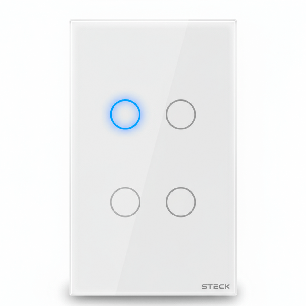 CONJUNTO 4X2 4 INTERRUPTORES TOUCH BRANCO WI-FI AMBIENTE CONECTADO - STECK