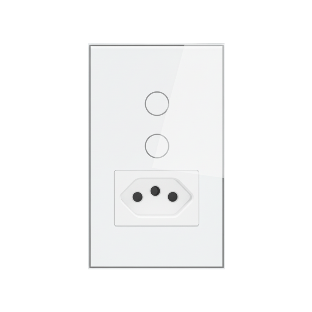 CONJUNTO 4X2 2 INTERRUPTORES + 1 TOMADA TOUCH BRANCO WI-FI AMBIENTE CONECTADO - STECK