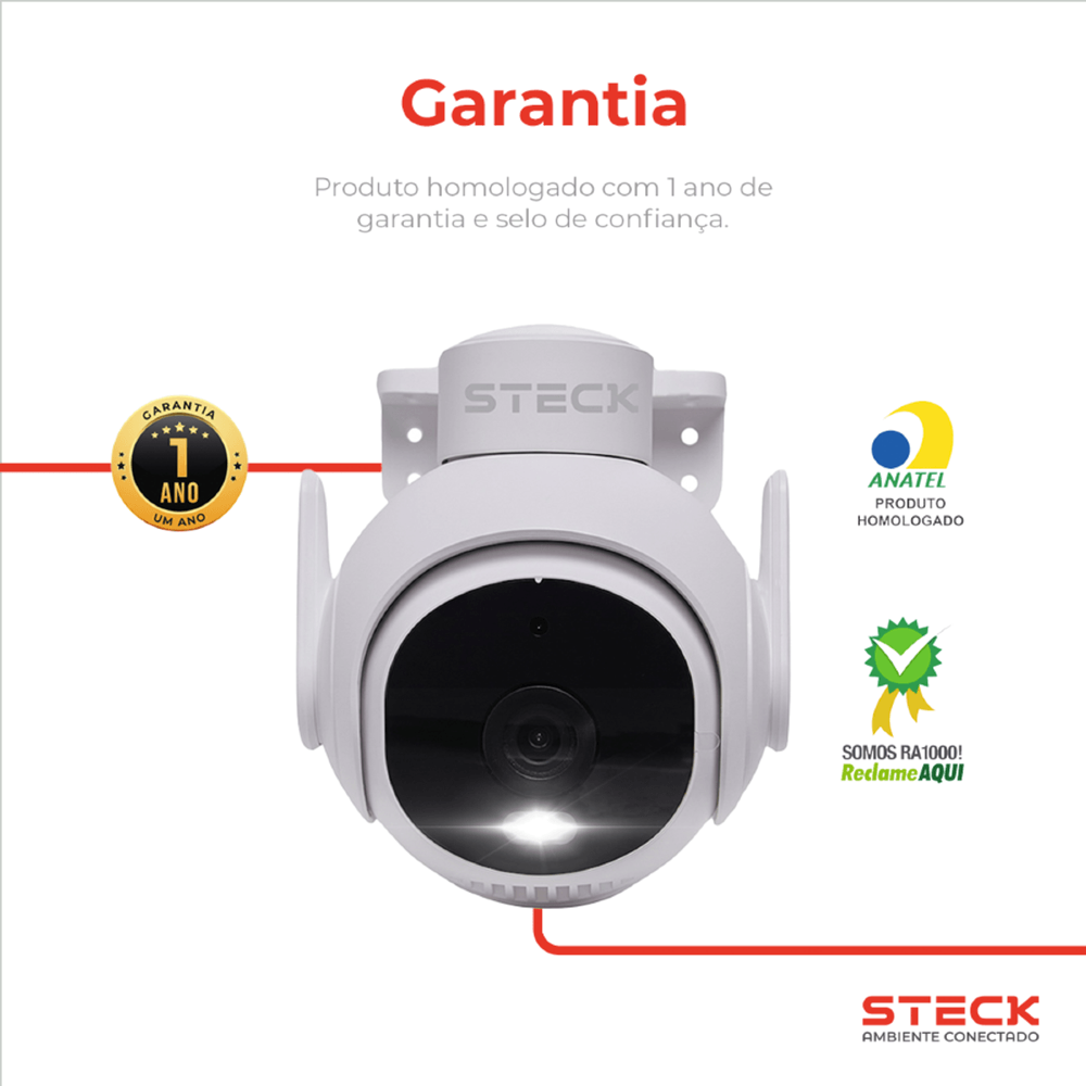 CAMERA DE SEGURANCA EXTERNA PTZ 360G FULL HD WI-FI IP65 AMBIENTE CONECTADO - STECK