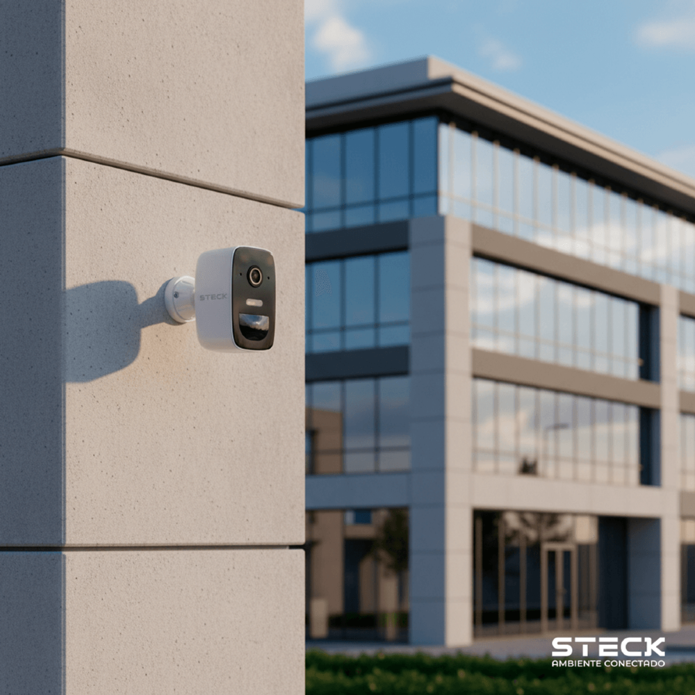 CAMERA DE SEGUNRACA EXTERNA FIXA WI-FI COM BATERIA IP65 AMBIENTE CONECTADO - STECK