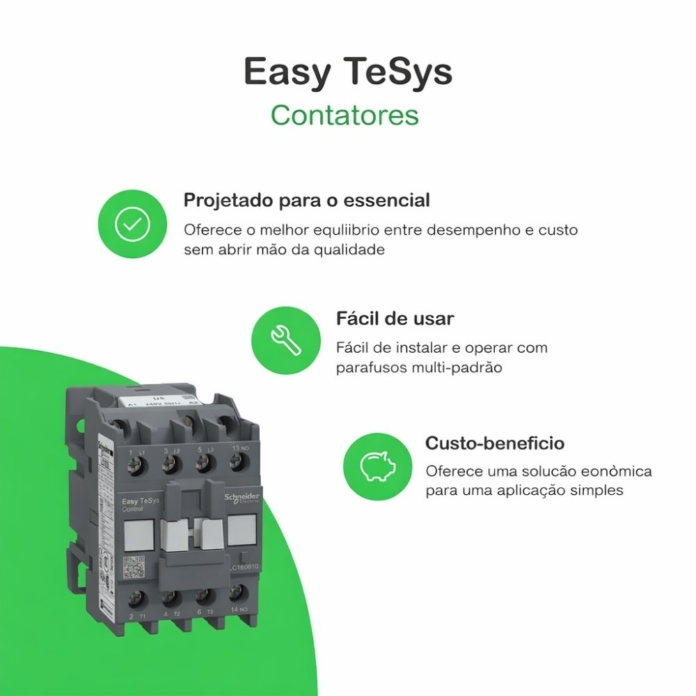 CONTATOR PRINCIPAL 3P 9A 1NF 220VCA - SCHNEIDER