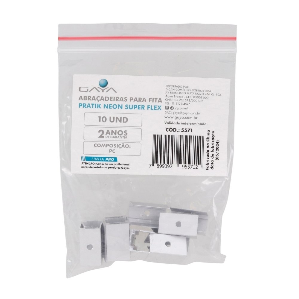ABRAC PARA FITA PRATIK NEON SUPER FLEX IP20 COM 10 PECAS - GAYA