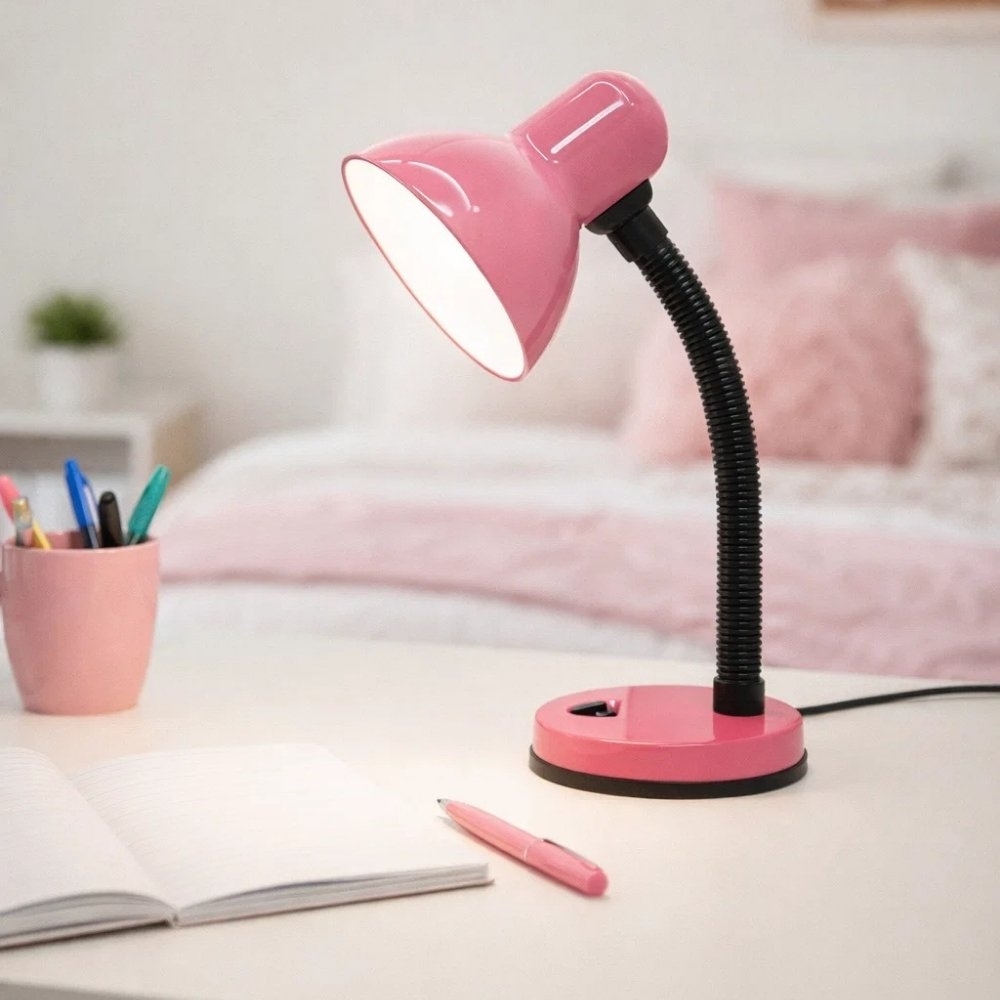 LUMINARIA DE MESA VIKING PARA 1 LAMPADA E27 BIVOLT ROSA - LUMINATTI