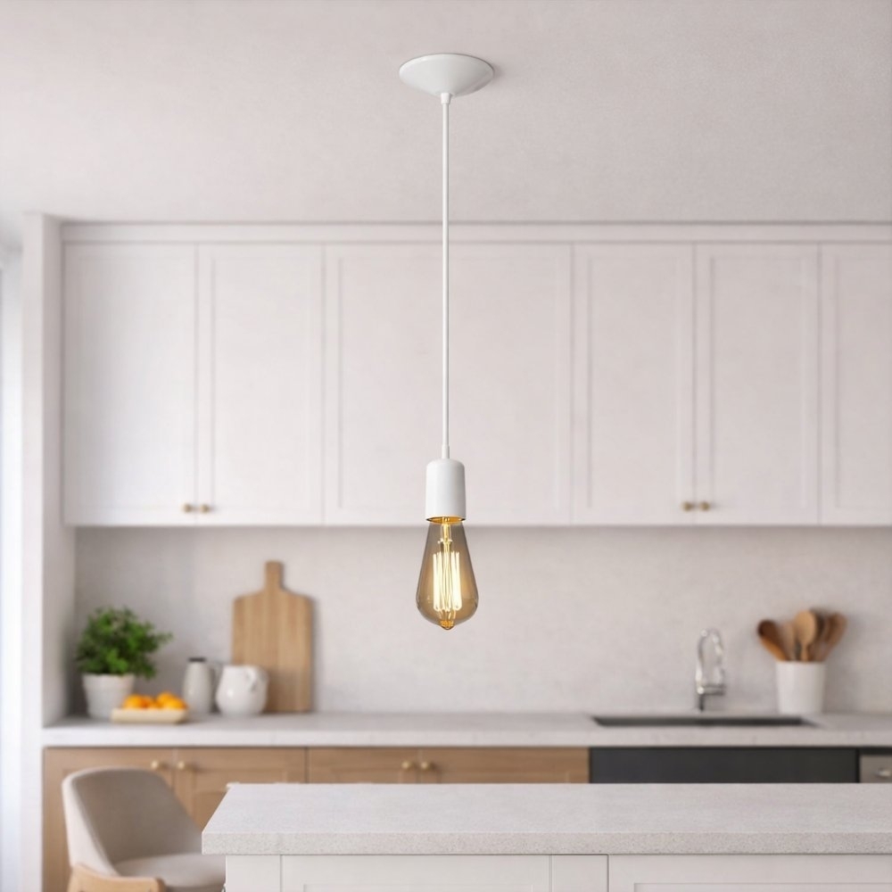 PENDENTE ORBITAL ALUMINIO PARA 1 LAMPADA E27 BRANCO COM FIO 1 METRO - KIN LIGHT