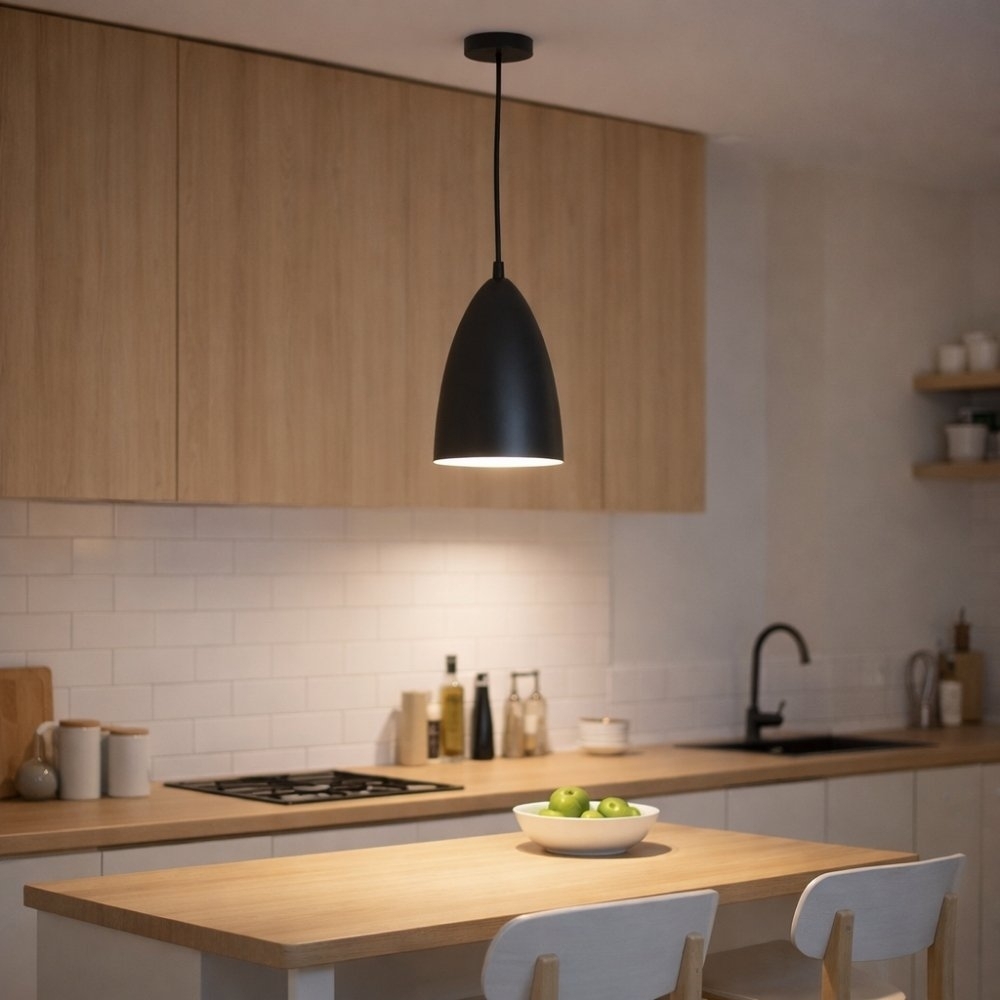 PENDENTE DETROIT PRETO PARA 1 LAMPADA E27 - KIN LIGHT