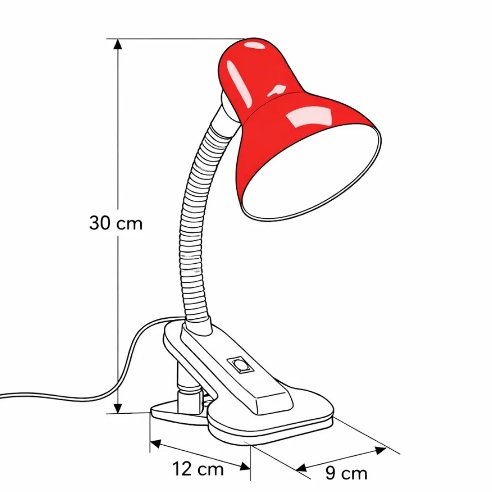 LUMINARIA DE MESA VIKING PARA 1 LAMPADA E27 CLIP VERMELHO BIVOLT - LUMINATTI