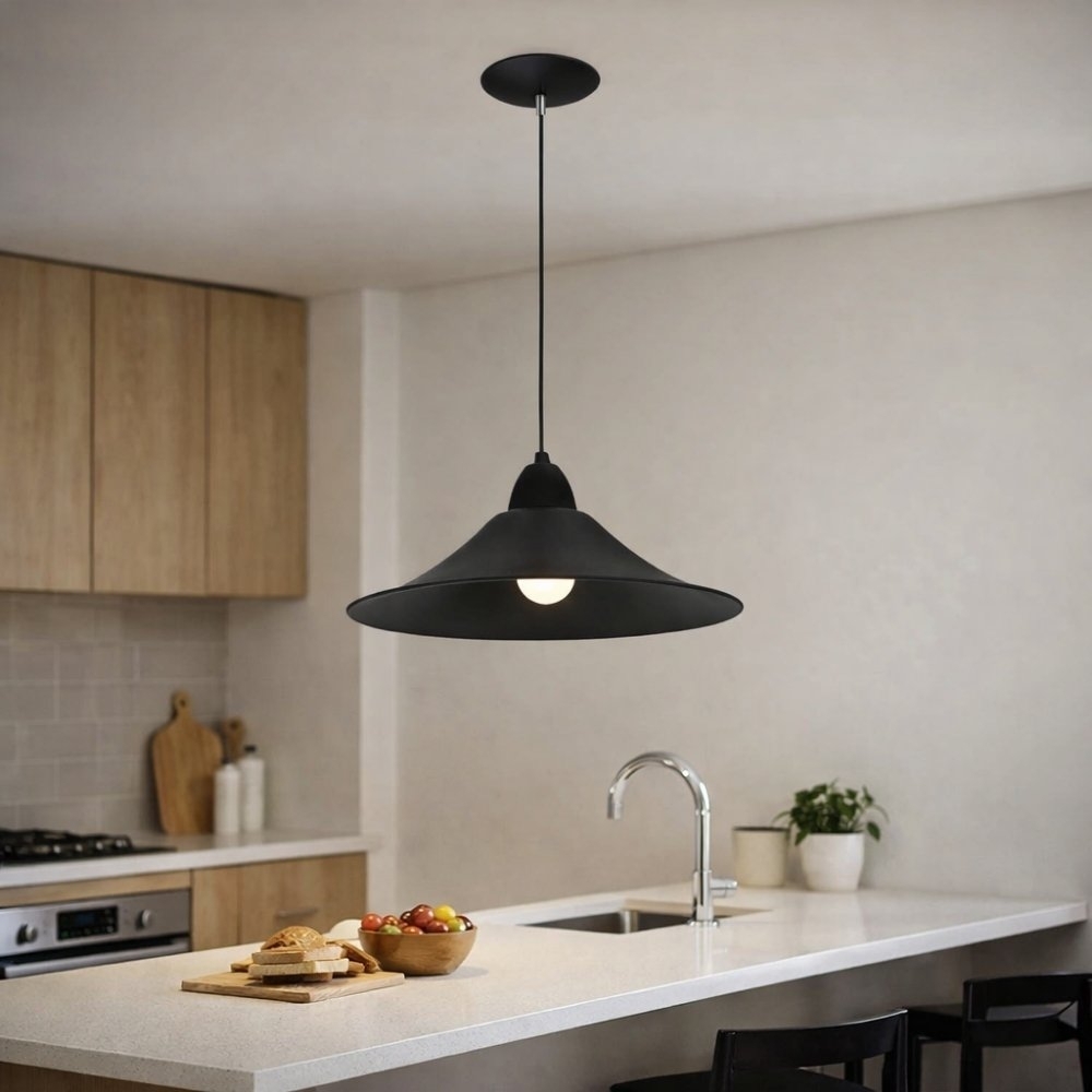 PENDENTE BAHREIN PRETO PARA 1 LAMPADA E27 23W - KIN LIGHT