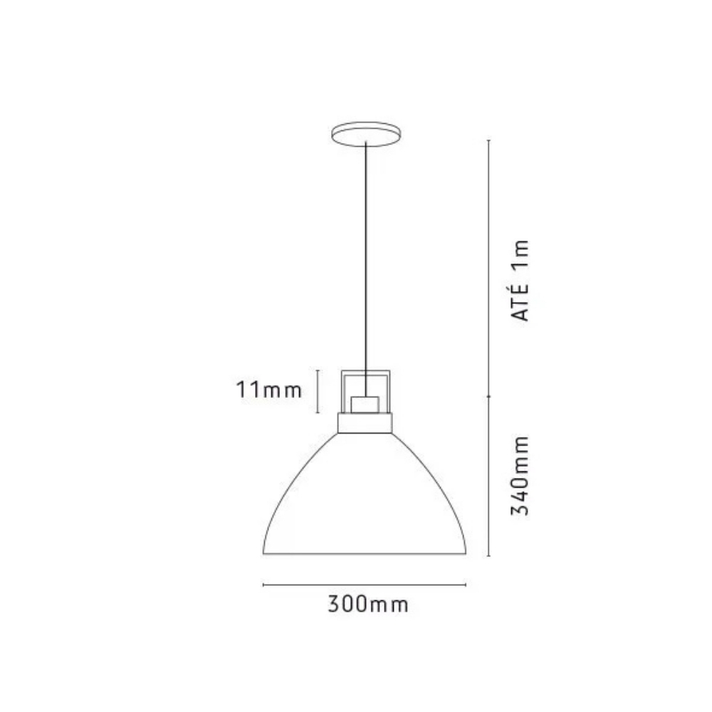 PENDENTE OVIEDO PARA 1 LAMPADA E27 100W CRISTAL PRETO - KIN LIGHT