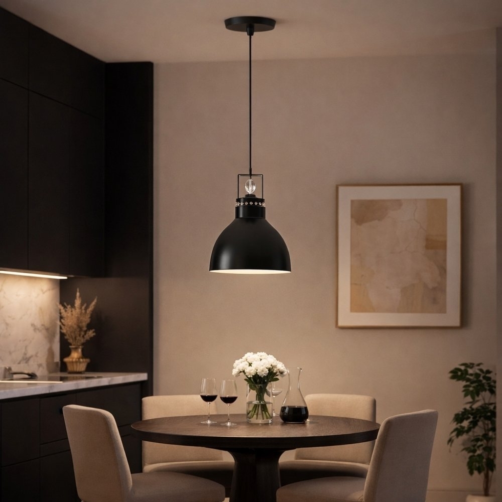 PENDENTE OVIEDO PARA 1 LAMPADA E27 100W CRISTAL PRETO - KIN LIGHT