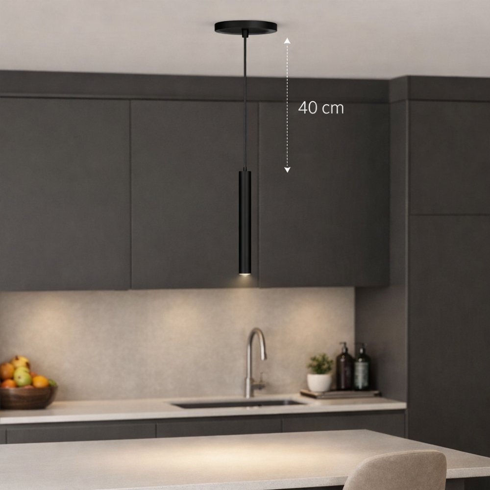 PENDENTE SIENA PARA 1 LAMPADA GU10 PRETO 40CM - KIN LIGHT