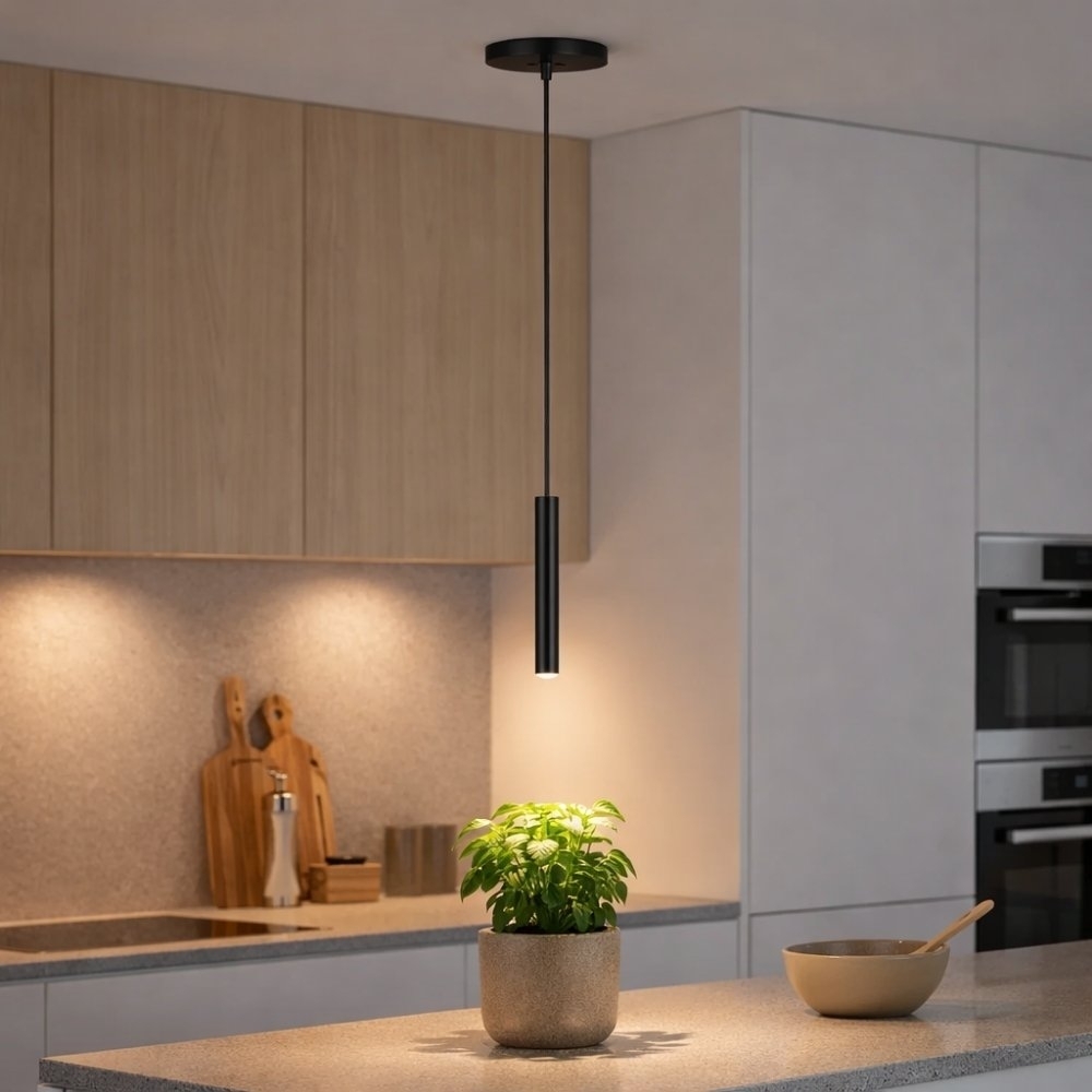 PENDENTE SIENA PARA 1 LAMPADA GU10 PRETO 40CM - KIN LIGHT